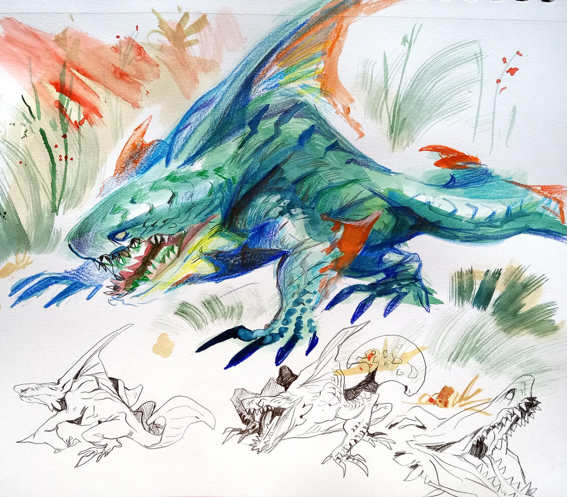 *mechanical pencil + karmański watercolors*